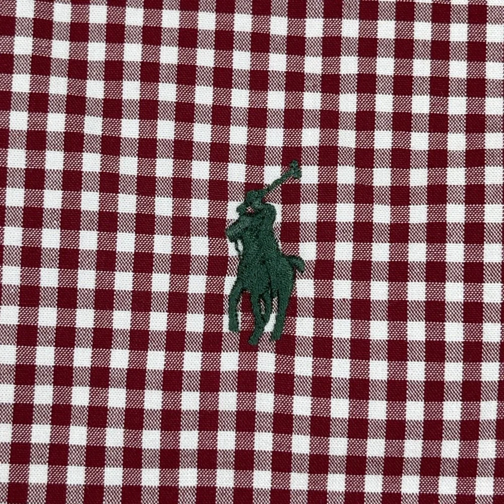Polo Ralph Lauren Button Down Mens LT Burgundy Gingham Stretch Preppy Classic